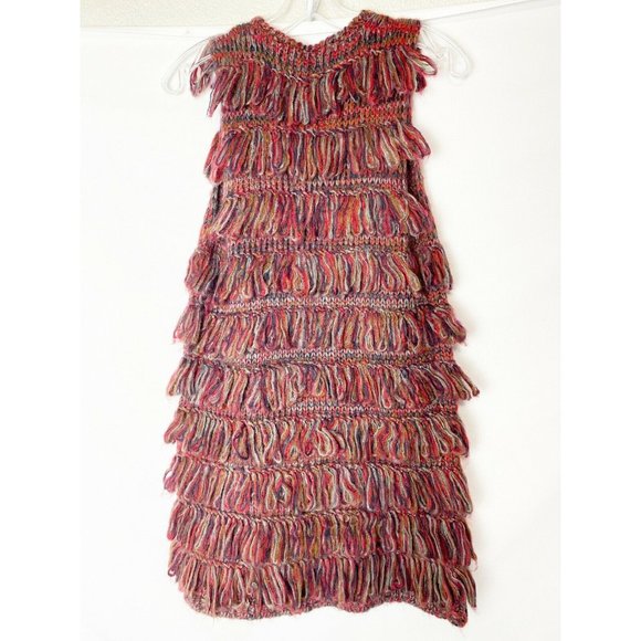 Lumiere Size Small S Boho Fringe Acrylic Vest Top - Picture 2 of 7